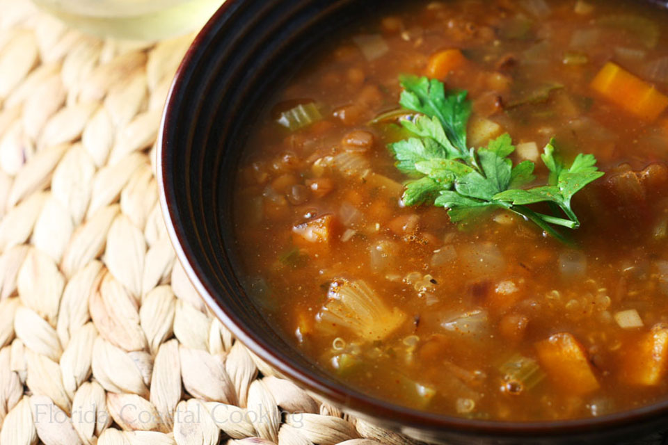 Bowl of lentil stew.